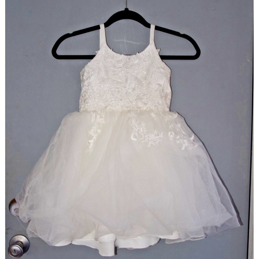 Azazie Ivory White Tulle Flower Girl Dress